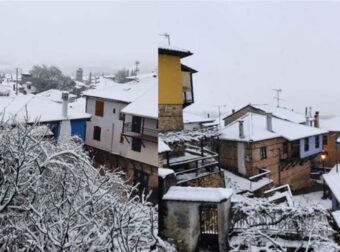 Πυκνό χιόνι παντού: Στα «λευκά» τα ορεινά χωριά της Θεσσαλονίκης και της Χαλκιδικής – Μοναδικές εικόνες