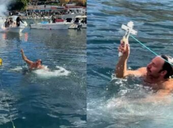 Άξιος Αντώνης Τσαπατάκης: Ο αργυρός παραολυμπιονίκης βούτηξε και έπιασε τον τίμιο Σταυρό στα Χανιά (video)