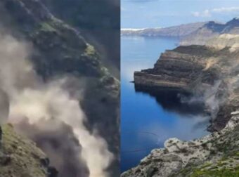 Κατολισθήσεις στη Σαντορίνη λόγω των συνεχών σεισμών: Συγκλονιστικές εικόνες – «Βρυχάται» η γη