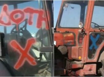 «Εμφύλιος» στην άσφαλτο: Βανδάλισαν τα τρακτέρ δύο αγροτών που συμμετείχαν στη συνάντηση με τον Μητσοτάκη