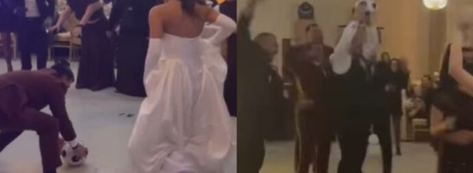 Γάμος Κατσούλη & Ρουμελιώτη: Η νύφη έβαλε «γκολ» στον γαμπρό – Βίντεο από το γαμήλιο γλέντι