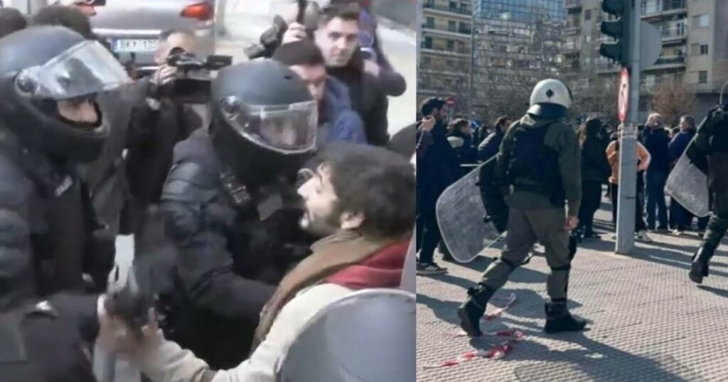 Τέμπη: Χαμός τώρα στην Θεσσαλονίκη, ΜΑΤ επιτέθηκαν σε δημοσιογράφους – Πεδίο μάχης το κέντρο της πόλης μετά το συλλαλητήριο