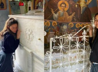 «Τον άκουσα»: Η Μαρία Μενούνος γονάτισε μπροστά στον τάφο του Αγίου Νεκταρίου στην Αίγινα και όσα λέει συγκλονίζουν