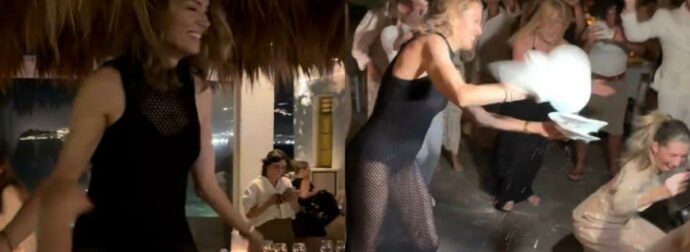 Ξεσάλωσε στη Μύκονο η Βίκυ Καγιά: Χόρεψε αισθησιακό τσιφτετέλι πάνω στις καρέκλες και έσπαγε πιάτα (Βίντεο)