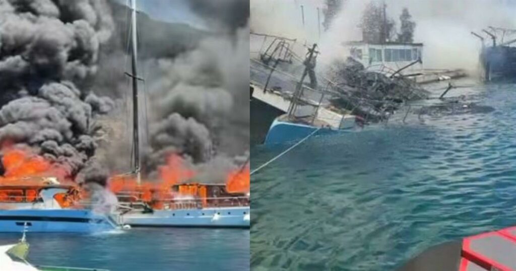 Σκηνές θρίλερ στους Παξούς: Ανατριχίλα με τον καπετάνιο που αψήφησε τις φλόγες για να σώσει τους επιβάτες του (Βίντεο)