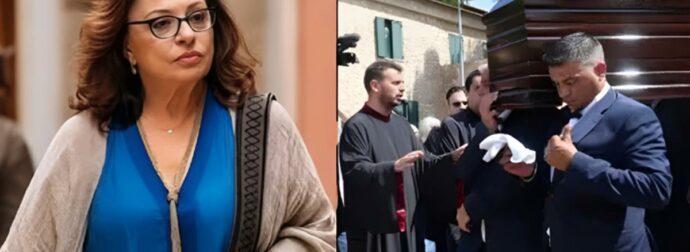 Συγκινεί το αποθεωτικό στεφάνι της Χαρούλας Αλεξίου στην κηδεία της Μαίρης Λίντα