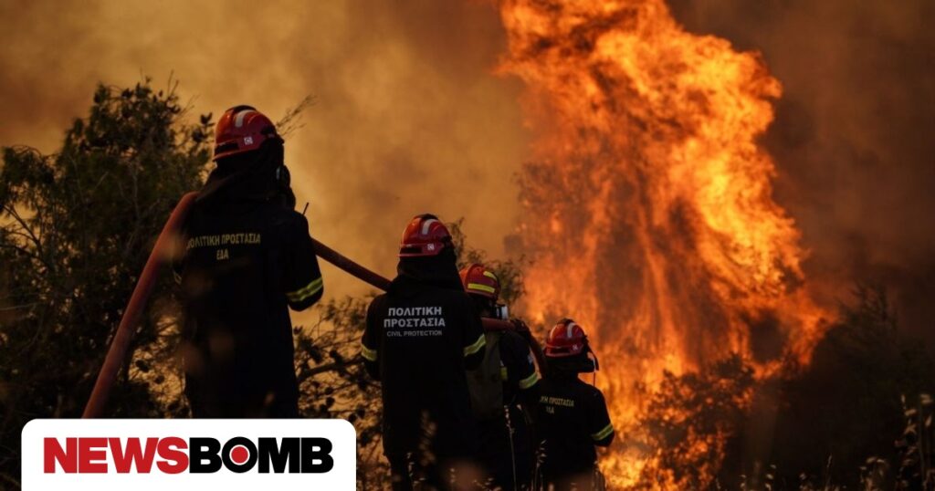 Μυτιλήνη:  Φωτιά στον Κούκμο – Μάχη με τους ισχυρούς ανέμους