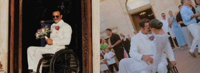 Αντώνης Τσαπατάκης: Ανέβηκε τα σκαλιά της εκκλησίας με την αγαπημένη του, Διαμαντία – Οι φωτογραφίες από τον γάμο και το υπέροχο νυφικό